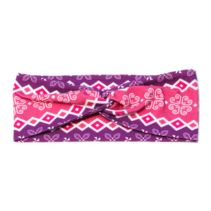 Diamond Pattern Designer Twist Headband - Purple