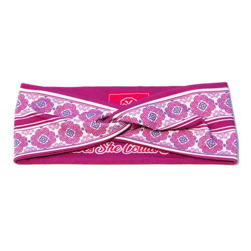 Elephant Foot Pattern Designer Twist Headband - Purple