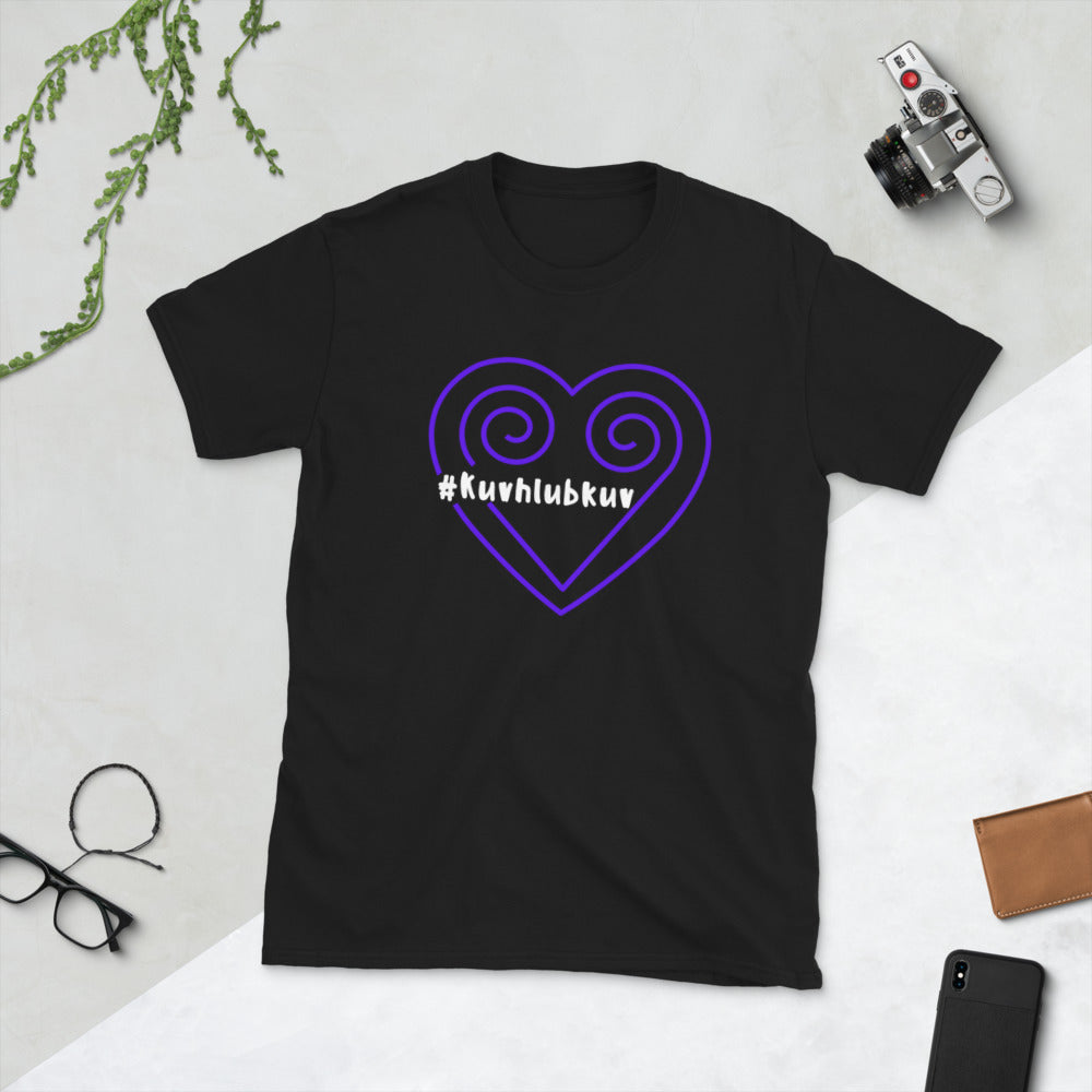 Hmong Purple Heart w/#kuvhlubkuv Short-Sleeve Unisex BLACK T-Shirt